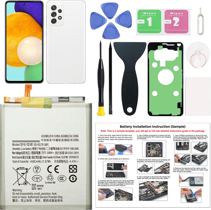 MAXSHARKS New Upgraded Battery for Galaxy A52 / A52s, EB-BG781ABY Replacement Battery Compatible with Samsung Galaxy A52 / A52s, with Repair Tools & Instruction - Image 1